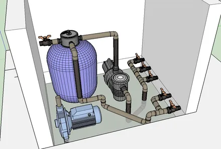 Casa de máquinas da piscina - projeto 3D